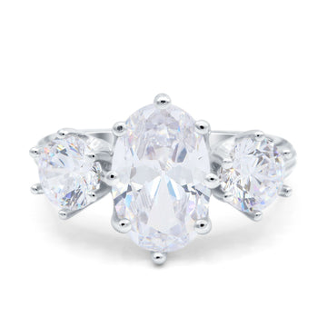 Oval Art Deco Engagement Ring Simulated Cubic Zirconia 925 Sterling Silver